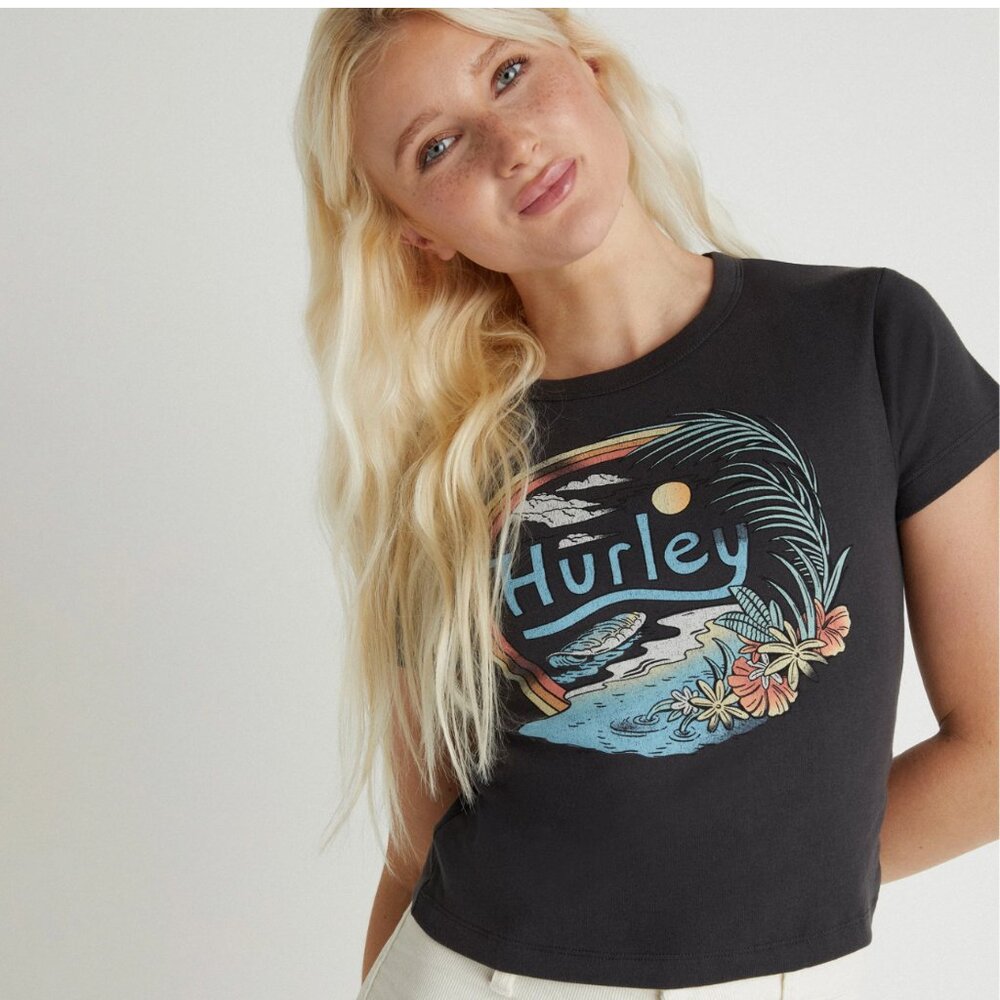 NWT Hurley Retro Beach Baby Tee Women L